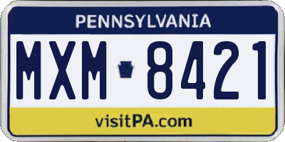 PA license plate MXM8421