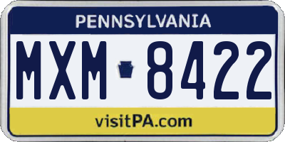 PA license plate MXM8422
