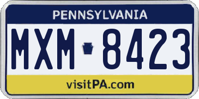 PA license plate MXM8423