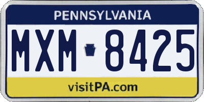 PA license plate MXM8425