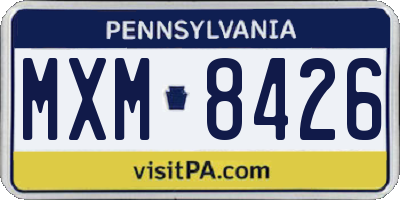 PA license plate MXM8426