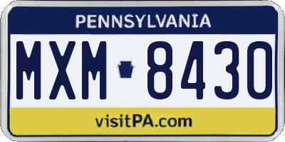 PA license plate MXM8430