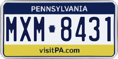 PA license plate MXM8431