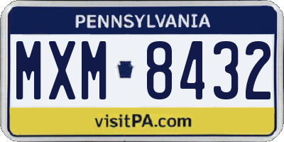 PA license plate MXM8432