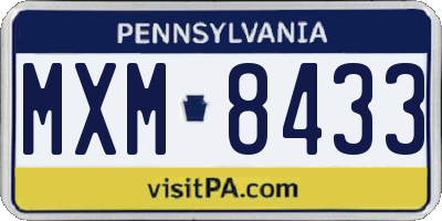 PA license plate MXM8433