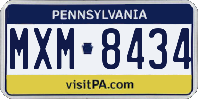 PA license plate MXM8434