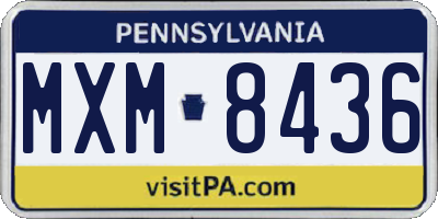 PA license plate MXM8436