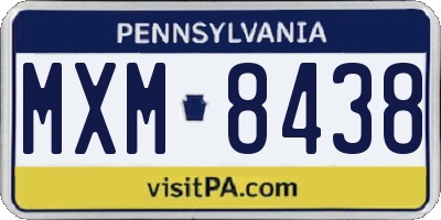 PA license plate MXM8438