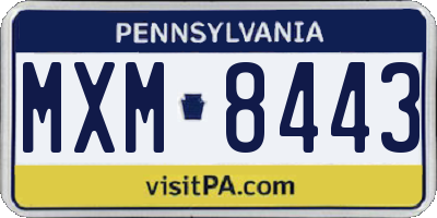 PA license plate MXM8443