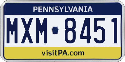 PA license plate MXM8451