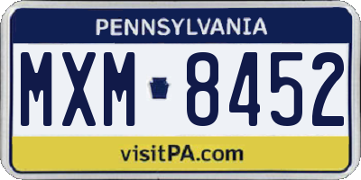 PA license plate MXM8452