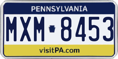 PA license plate MXM8453
