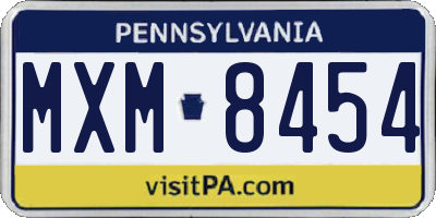 PA license plate MXM8454