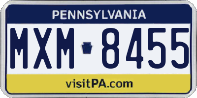PA license plate MXM8455