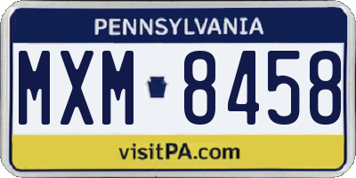 PA license plate MXM8458