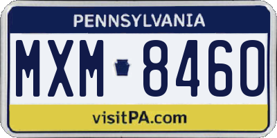 PA license plate MXM8460