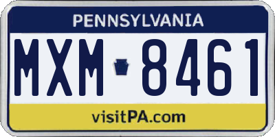 PA license plate MXM8461