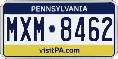 PA license plate MXM8462