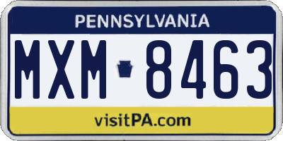 PA license plate MXM8463