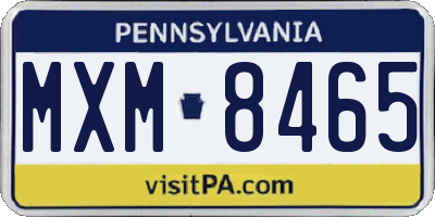 PA license plate MXM8465