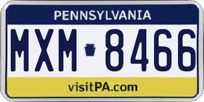 PA license plate MXM8466