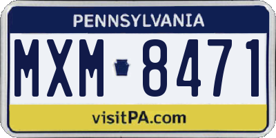 PA license plate MXM8471