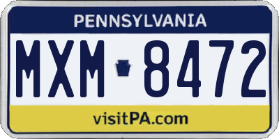 PA license plate MXM8472