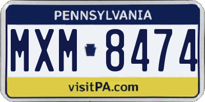 PA license plate MXM8474