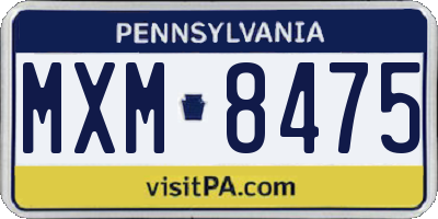 PA license plate MXM8475
