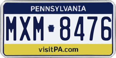 PA license plate MXM8476