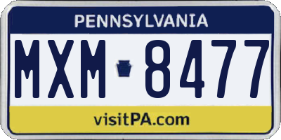 PA license plate MXM8477