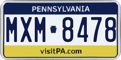 PA license plate MXM8478