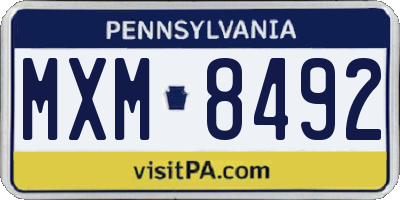 PA license plate MXM8492