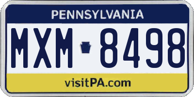 PA license plate MXM8498