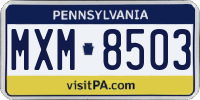 PA license plate MXM8503