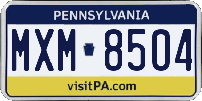 PA license plate MXM8504