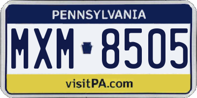 PA license plate MXM8505