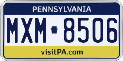 PA license plate MXM8506