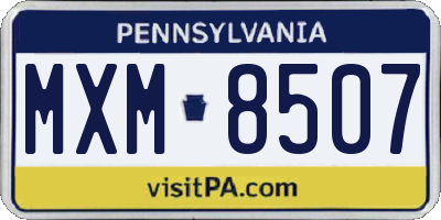 PA license plate MXM8507
