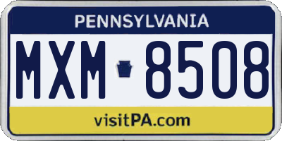 PA license plate MXM8508