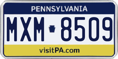 PA license plate MXM8509