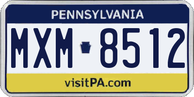PA license plate MXM8512