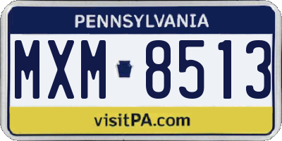 PA license plate MXM8513