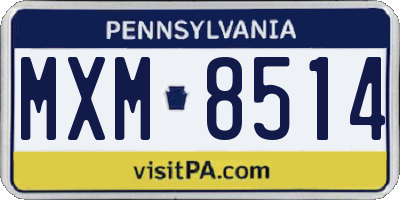 PA license plate MXM8514