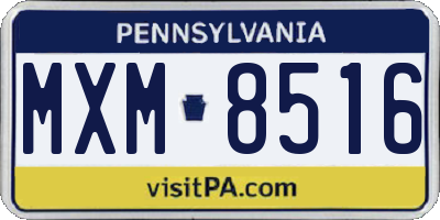 PA license plate MXM8516