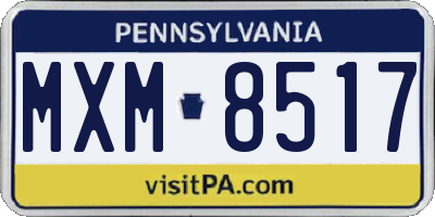 PA license plate MXM8517