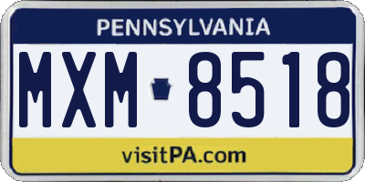PA license plate MXM8518