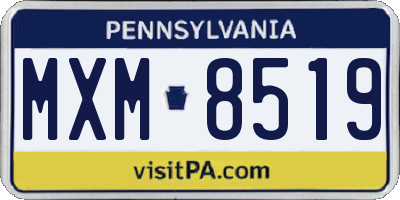 PA license plate MXM8519
