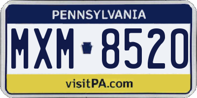 PA license plate MXM8520