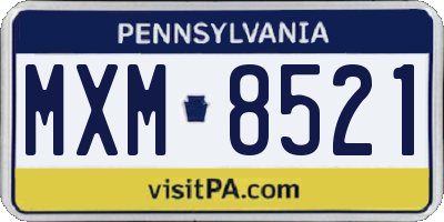 PA license plate MXM8521